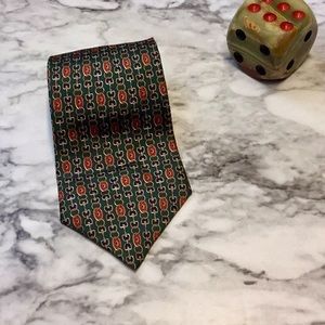 3/$20 Claybrooke Gold Green & Red Silk Tie